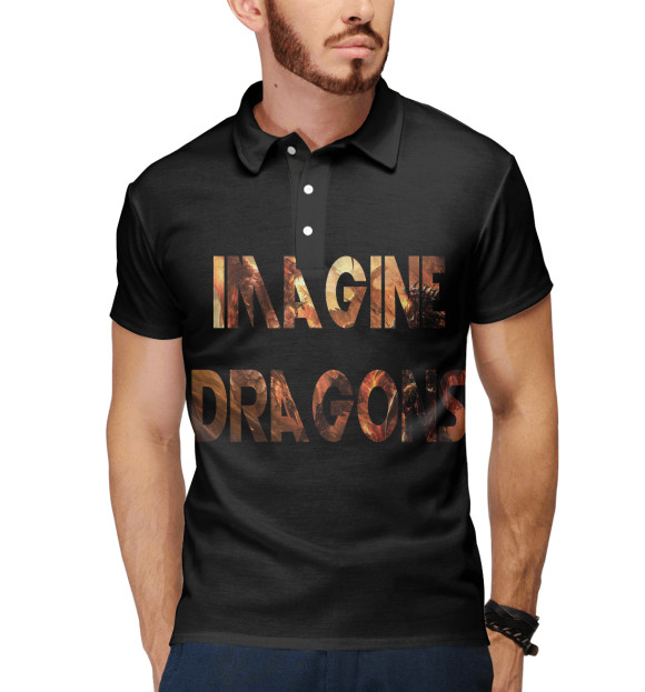 Мужское поло с изображением Imagine Dragons цвета Белый