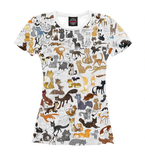 

Футболки Print Bar, Белый, Много котиков