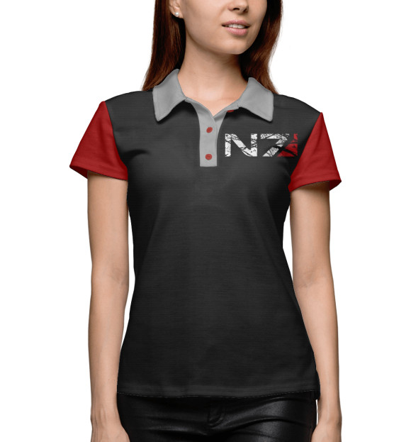 Женское поло с притом Костюм N7 цвета Белый Женское поло с изображением Костюм N7 цвета Белый