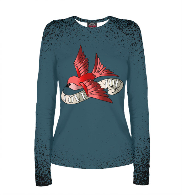 Женский лонгслив с изображением Люблю тебя цвета Белый