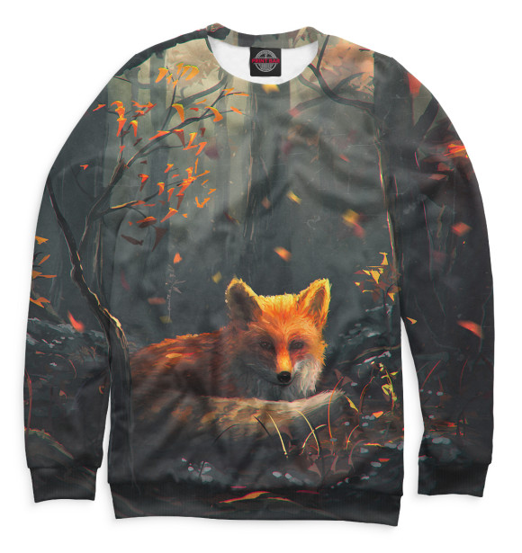 Мужской свитшот с изображением Лисы цвета Белый