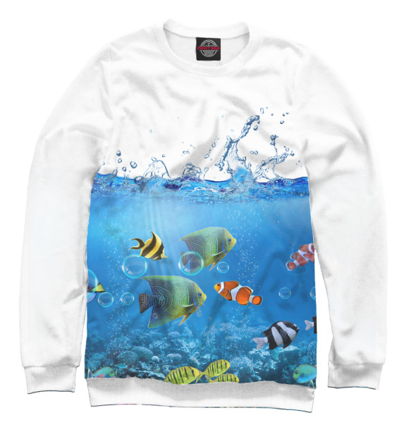 Свитшот для девочек с изображением Подводный мир цвета Белый