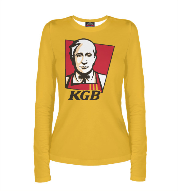 Женский лонгслив с изображением Putin KGB цвета Белый