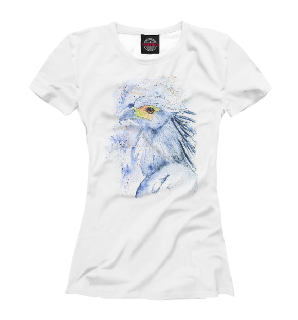 Женская футболка с изображением Птица-секретарь цвета Белый