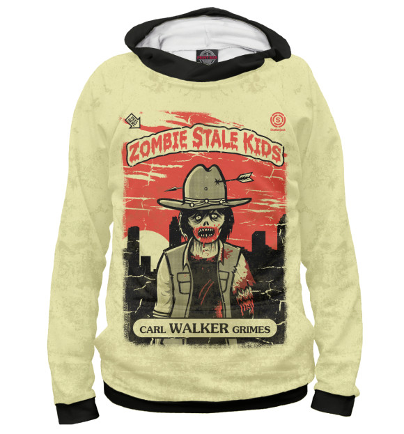 Мужское худи с изображением Carl Grimes Walker цвета Белый