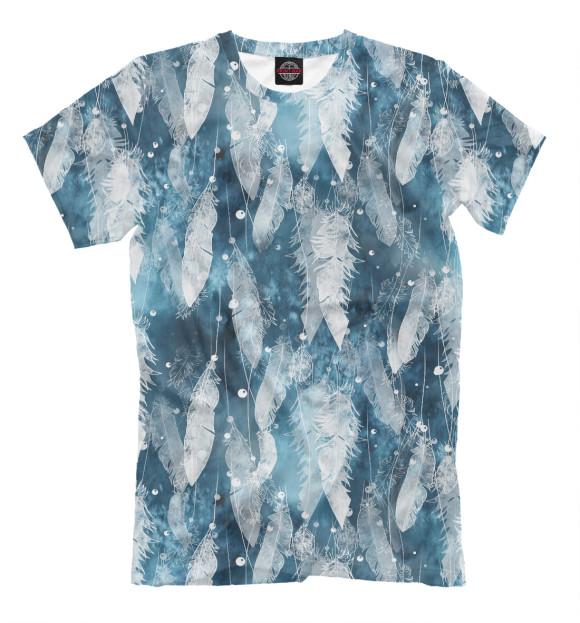 Футболка для мальчиков с изображением Перья цвета Серый