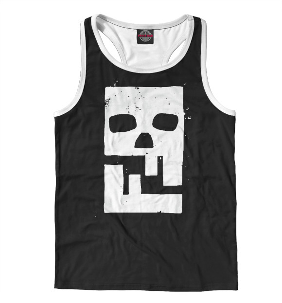 Мужская майка-борцовка с изображением Квадратный череп цвета Белый