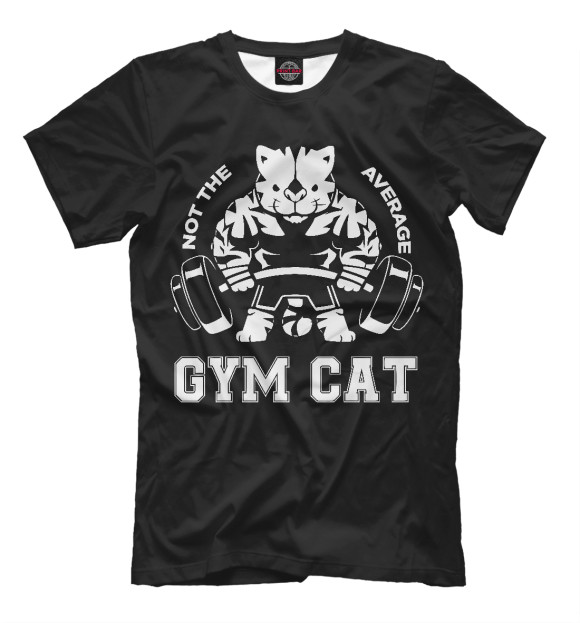 Мужская футболка с изображением Gym Cat цвета Черный