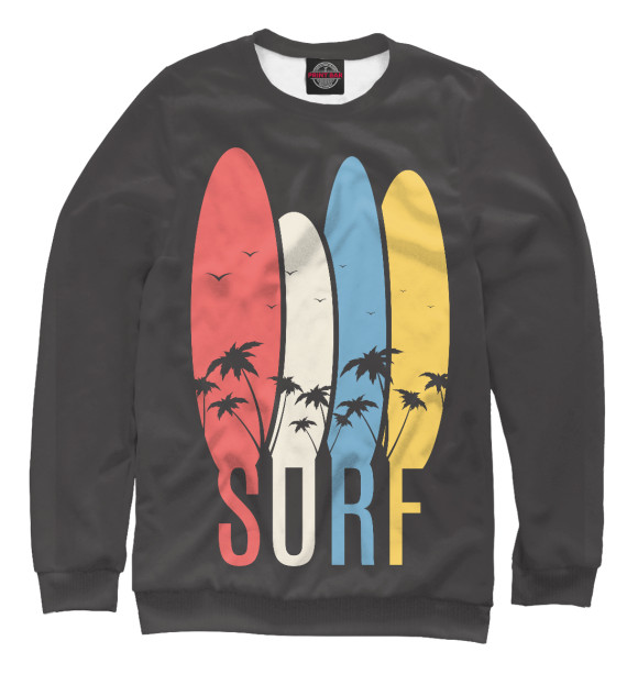 Мужской свитшот с изображением SURF цвета Белый