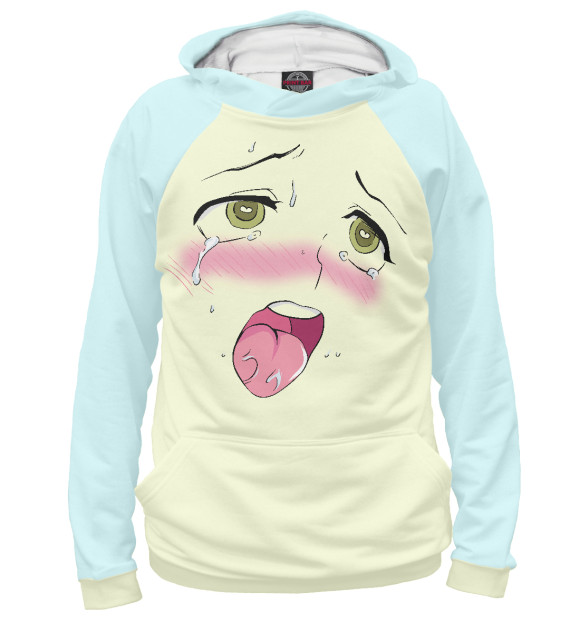 Мужское худи с изображением Ahegao цвета Белый