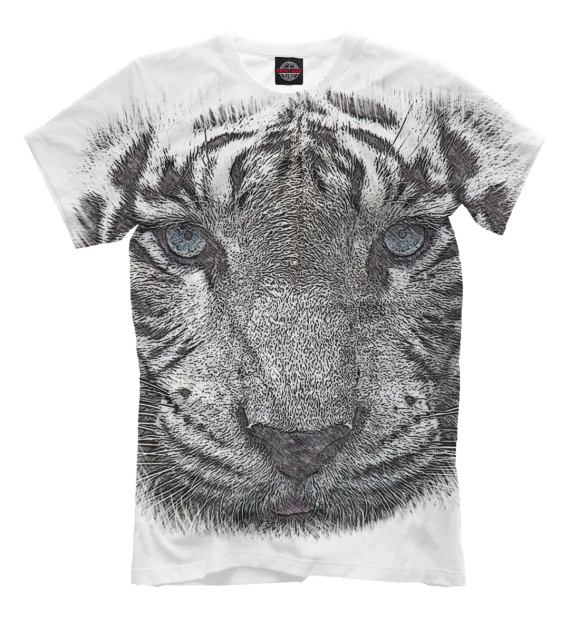 Мужская футболка с изображением Белый тигр цвета Серый