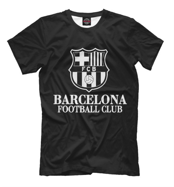 Мужская футболка с изображением FC Barcelona цвета Черный
