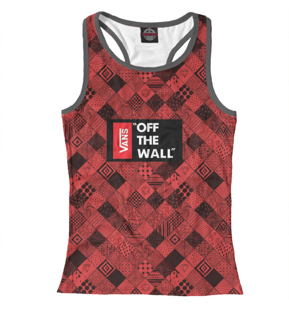 Женская майка-борцовка с изображением Vans of the wall (Red and Black) цвета Белый