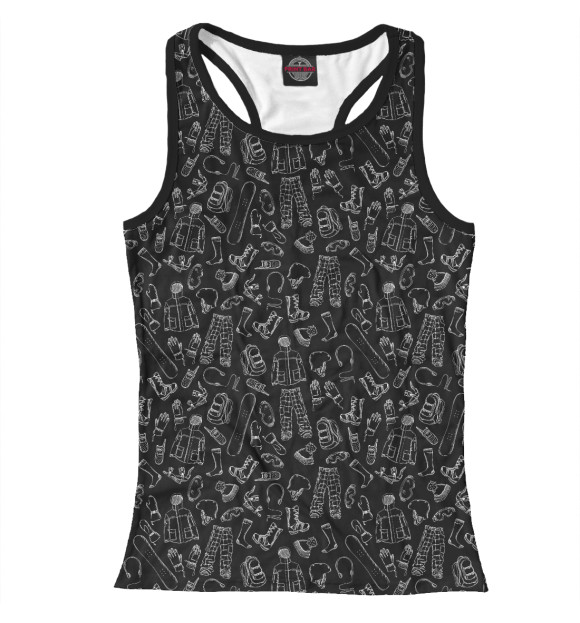 Женская майка-борцовка с изображением Snowboarding цвета Белый