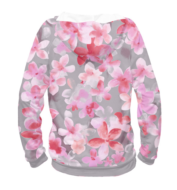 Мужское худи с изображением Розовые цветы цвета Белый