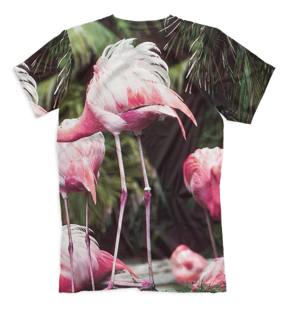 Мужская футболка с изображением Розовые фламинго цвета Белый