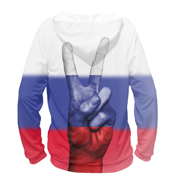 Женское худи с изображением Флаг России цвета Белый
