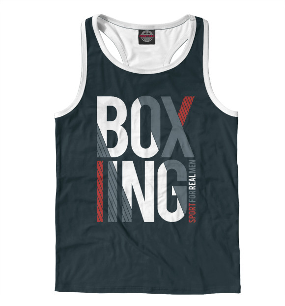 Мужская майка-борцовка с изображением Бокс цвета Р‘РµР»С‹Р№