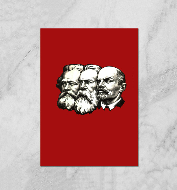 Плакат с изображением Маркс,Энгельс,Ленин цвета Белый