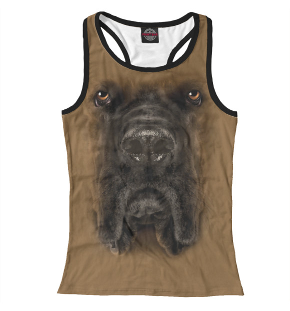 Женская майка-борцовка с изображением Собака цвета Белый