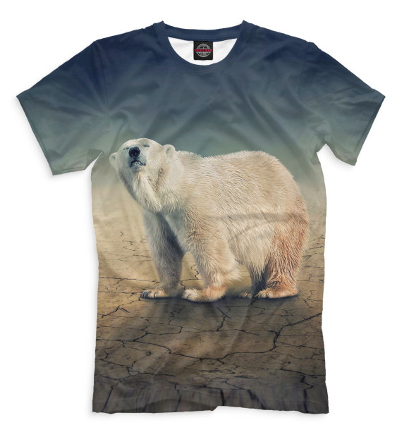 Мужская футболка с изображением Медведь цвета Серый