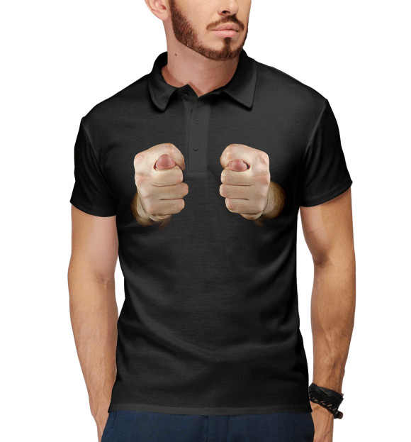 Мужское поло с изображением Фигушки цвета Белый