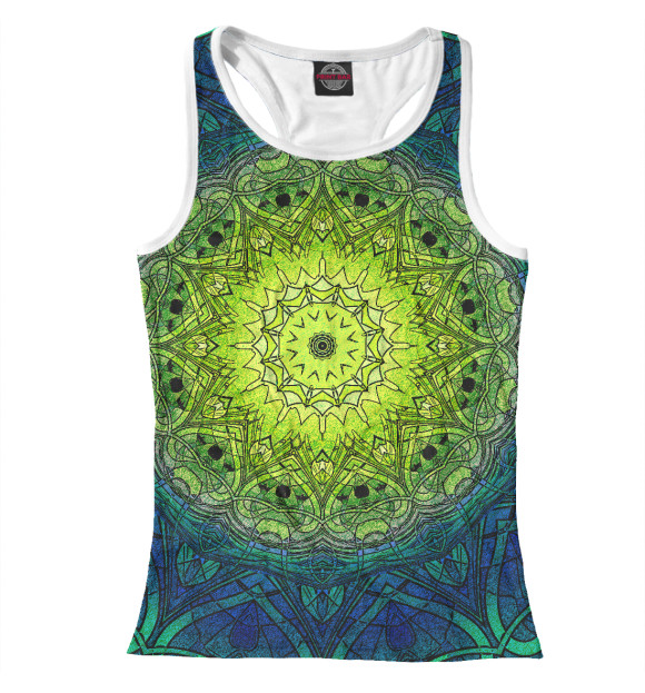 Женская майка-борцовка с изображением Mandala цвета Белый