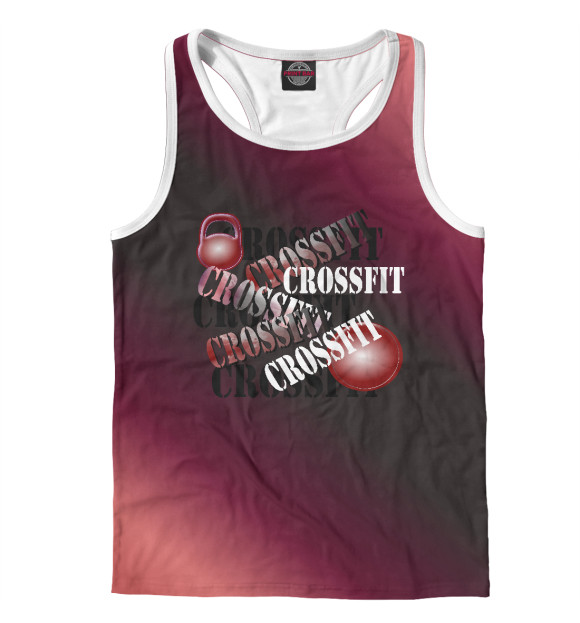 Мужская майка-борцовка с притом Кроссфит цвета Белый Мужская майка-борцовка с изображением Кроссфит цвета Белый