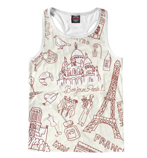 

Майки борцовки Print Bar, Белый, В Париж!