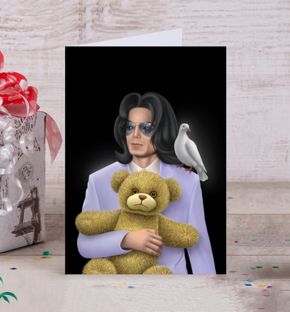 Открытка с притом Майкл Джексон цвета Белый Открытка с изображением Майкл Джексон цвета Белый