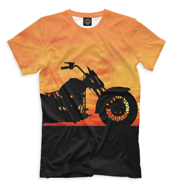 Мужская футболка с изображением Мотоцикл цвета Черный