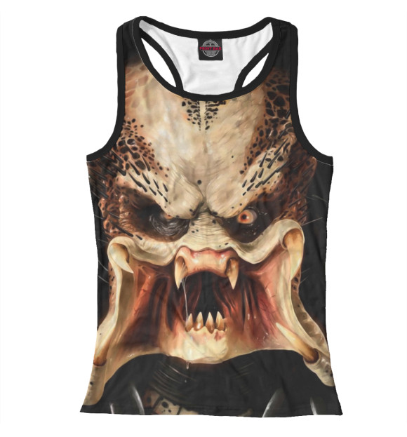 Женская майка-борцовка с изображением Хищник цвета Белый