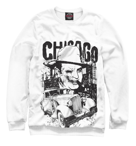 Мужской свитшот с изображением Чикаго цвета Белый