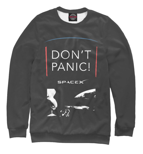 Свитшот для мальчиков с изображением Tesla Starman Don't Panic цвета Белый