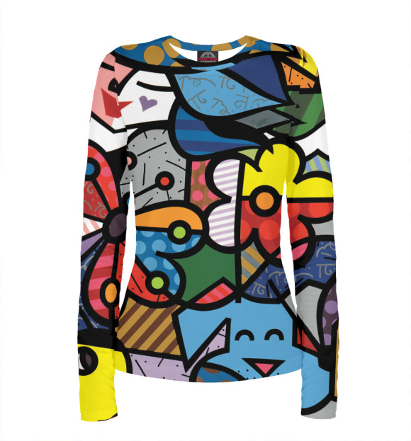 Женский лонгслив с изображением Геометрия цвета Белый