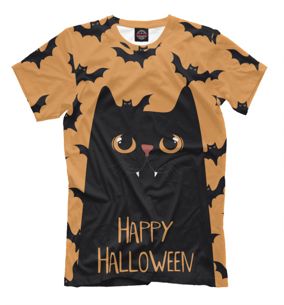Мужская футболка с изображением Happy halloween цвета Белый