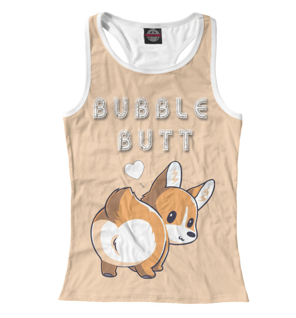 Женская майка-борцовка с изображением Bubble butt цвета Белый