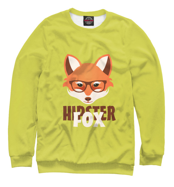 Женский свитшот с изображением Hipster Fox цвета Белый