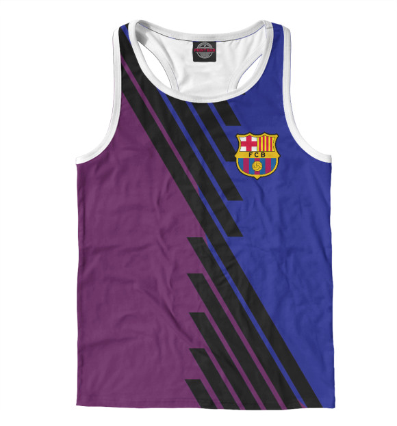 Мужская майка-борцовка с изображением Барселона цвета Белый