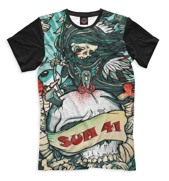 Мужская футболка с изображением Sum 41 цвета Белый