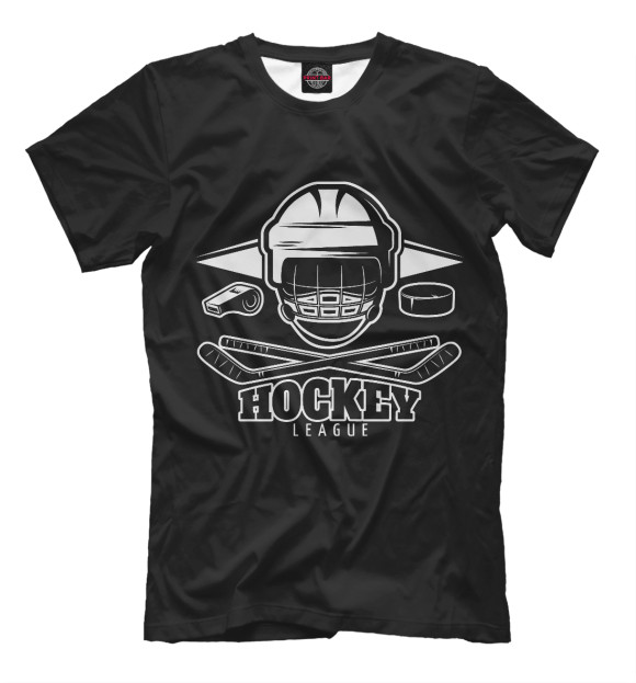 Мужская футболка с изображением Спорт-Хоккей цвета Черный