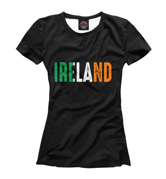 Футболка для девочек с изображением IRELAND - ИРЛАНДИЯ цвета Белый