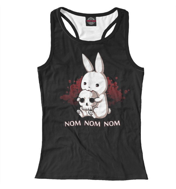 Женская майка-борцовка с изображением Nom Nom Nom цвета Белый