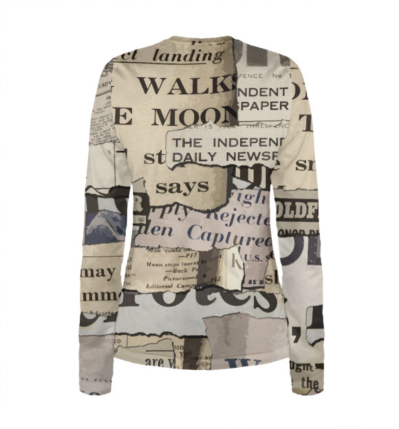 Женский лонгслив с изображением Газета цвета Белый