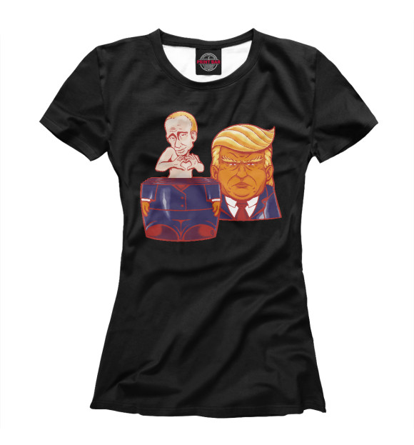 Женская футболка с изображением Путин - Трамп цвета Белый