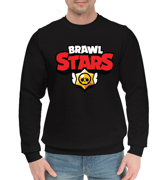 Мужской хлопковый свитшот с изображением Brawl Stars цвета Черный