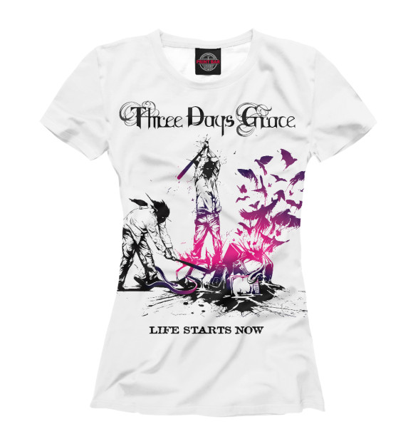 Футболка для девочек с изображением Three Days Grace цвета Белый