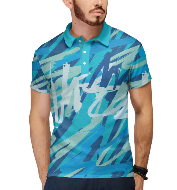 Мужское поло с изображением Краски цвета Белый