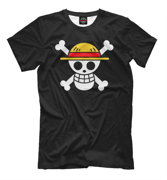 Мужская футболка с изображением One Piece Флаг Мугивар цвета Черный