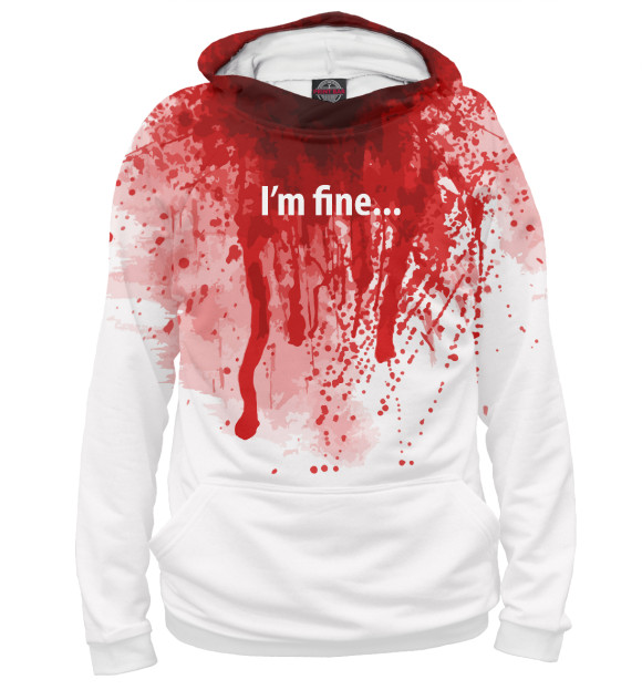 Мужское худи с изображением I'm fine цвета Белый